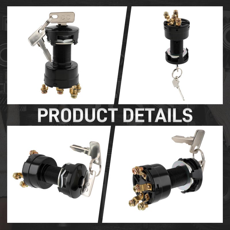 Carbbia Ignition Key Switch 12 Volts Starter Switch for Club Car DS 1996-up Gas Golf Cart, Turf Carryall I and II, XRT and Precedent, Replace 101826301, 1012505, On/Off Style - Image 3